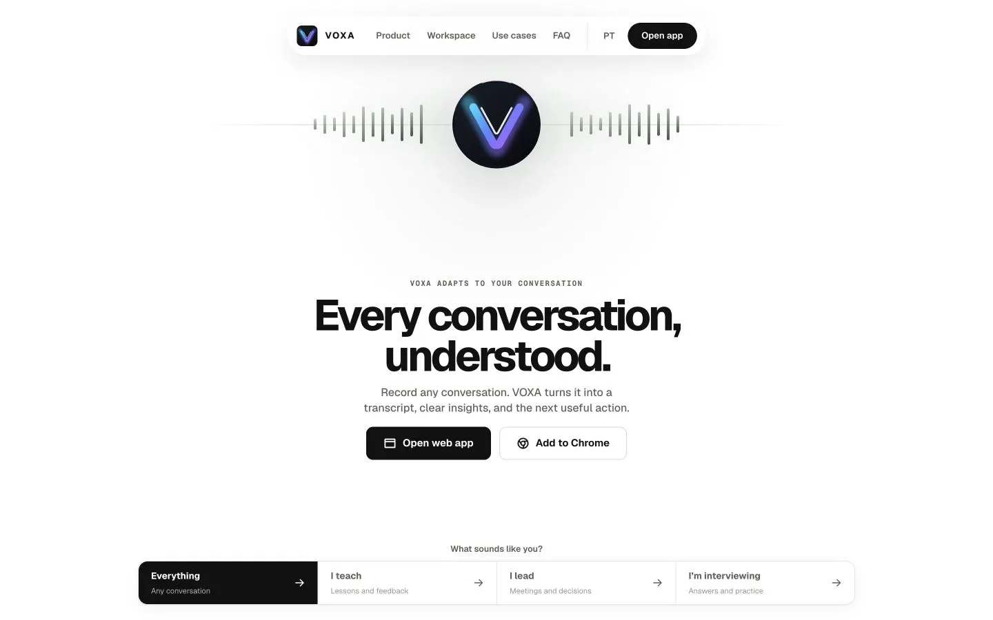 VOXA production landing page